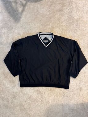 Harvard Square Men's Black V-Neck Pullover Sweater Windbreaker